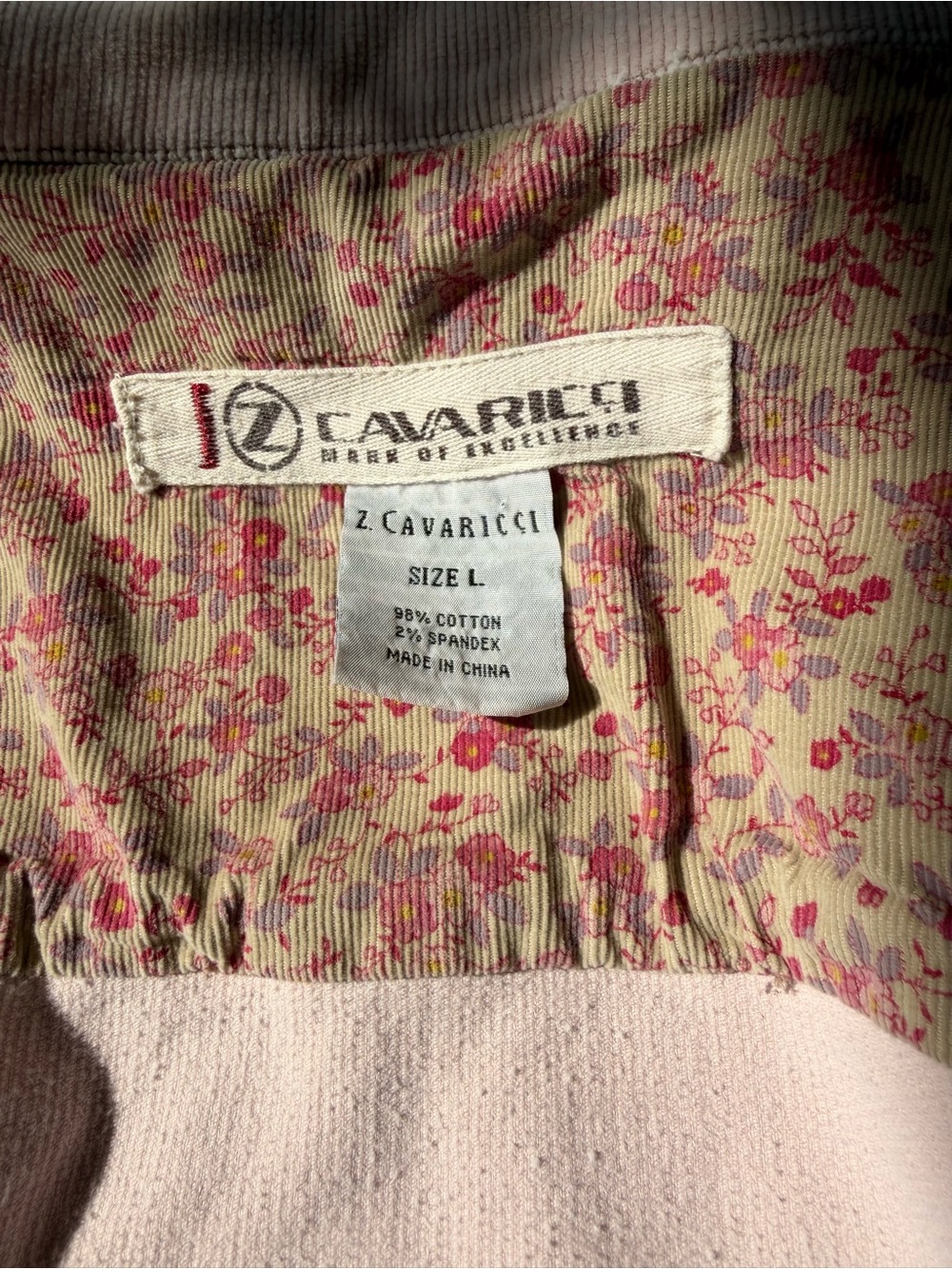 Vintage Y2K Z. Cavaricci Blush Pink Tailored Corduroy Button Jacket Size Large - Picture 9 of 10